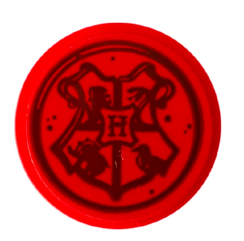 Lego Tile, Round 2 x 2 with Bottom Stud Holder with Envelope Seal and Hogwarts Emblem Pattern (Sticker) - Set 75979