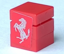 Lego Stickered Assembly 1 x 1 x 1 with Silver Horse Ferrari Logo Pattern (Sticker) - Set 8156