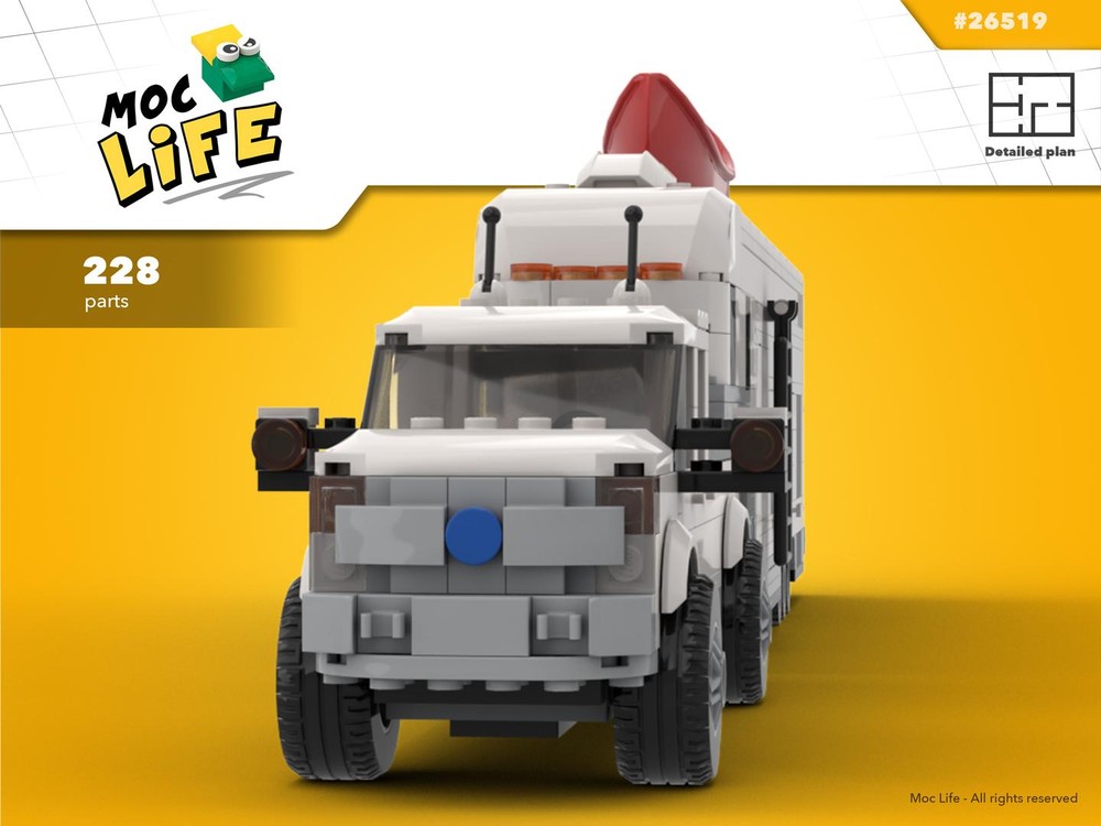 Lego Ford F-150 quad cab long bed with camping fifth wheels