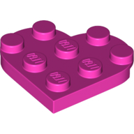 Lego Plate Angled 3 x 3 with Heart Shape / Dark Pink