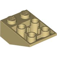 Lego Brick Sloped Inverted 33° 3 x 2, Connections between Studs, Round Bottom Pin / Tan