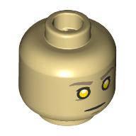Lego Minifig Head Data, Dark Tan Eyebrows, Gold Eyes, Neutral / Raised Eyebrow / Tan
