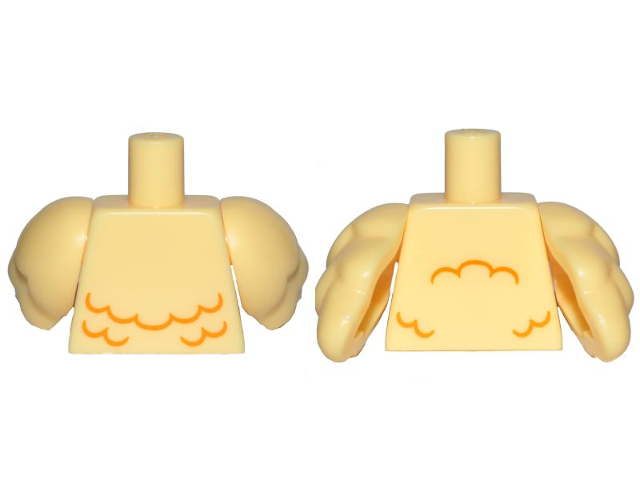 Lego Torso Bright Light Orange Wavy Lines (Feathers) Pattern / Bright Light Yellow Bird Wings