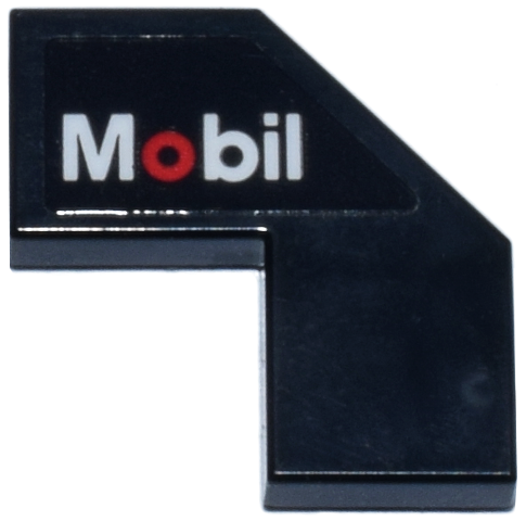 Lego Tile, Modified Facet 2 x 2 with Red and White 'Mobil' Pattern Model Right Side (Sticker) - Set 77243