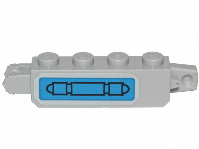 Lego Hinge Brick 1 x 4 Locking with Pipe on Blue Background Pattern Model Left Side (Sticker) - Set 75280 / Light Bluish Gray