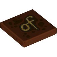 Lego Tile 2 x 2 with Tan 'of' Print