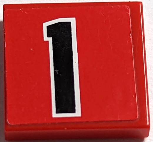 Lego Tile 2 x 2 with Black Number 1 Pattern (Sticker) - Set 2556