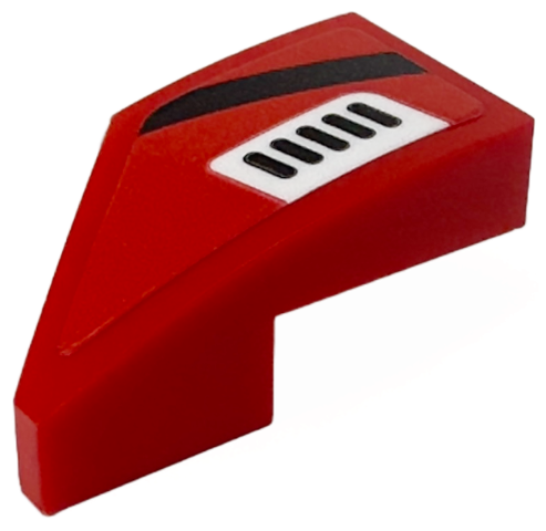 Lego Wedge 2 x 1 x 2/3 Right with Black Stripe and White Air Vent Pattern (Sticker) - Set 76916