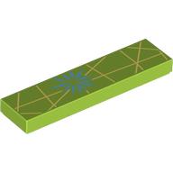Lego Tile 1 x 4 with Dark Turquoise Flower, Yellowish Yellow Stripes Print