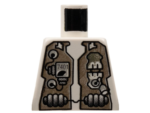 Lego Torso Space Life on Mars (LoM) Spacesuit with '7401' Pattern / White