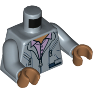 Lego Torso Jacket, Zippers, Pockets, Lavender Shirt with Buttons, Collar Print, Sand Blue Arms, Medium Nougat Hands / Sand Blue