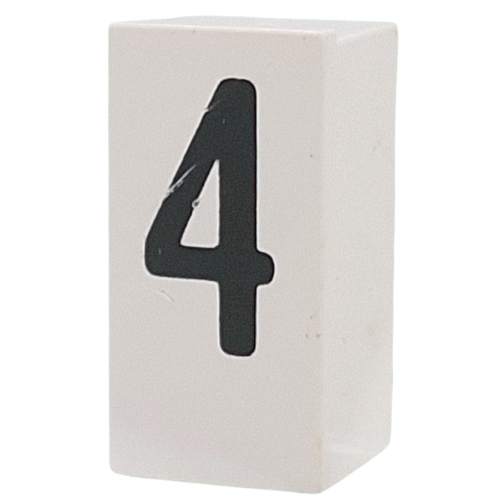 Lego Tile Special 1 x 2 x 5/6 with Stud Hole in End with '4' Print