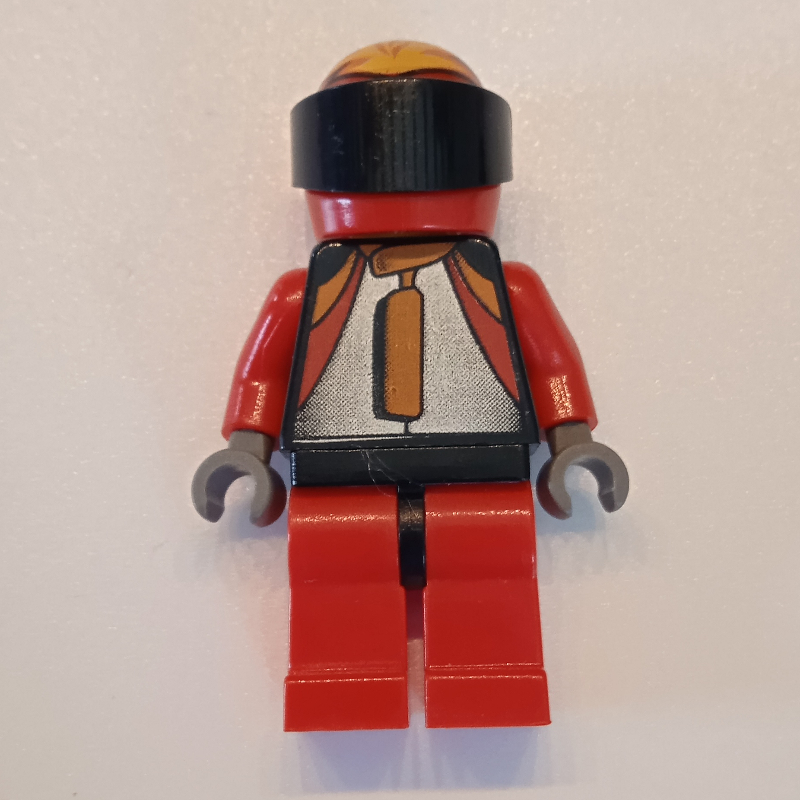 Lego Race Driver, Black Torso, Red Legs, Red helmet