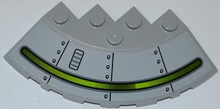 Lego Brick, Round Corner 6 x 6 with Slope 33 Edge, Facet Cutout with Alien Ship with Vent on Left Pattern (Sticker) - Set 7066