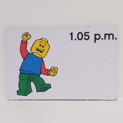 Lego Activity Card, Time-Teaching 12-Hour Clock 1.05 p.m. / [No Color/Any Color]