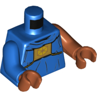 Lego Torso, Odd Arms, Robes with Gold Chestplate with Bright Light Orange Hexagon Symbol Print, Left Medium Nougat Arm, Right Blue Arm, Medium Nougat Hands / Blue