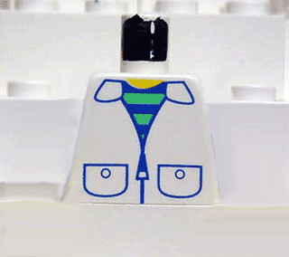 Lego Torso Train Striped Undershirt, Zipper Jacket Pockets Pattern / White