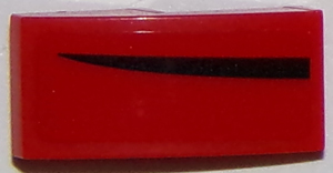 Lego Slope, Curved 2 x 1 x 2/3 with Thin Black Curved Stripe on Red Background Pattern Model Left Side (Sticker) - Set 75874 / Red