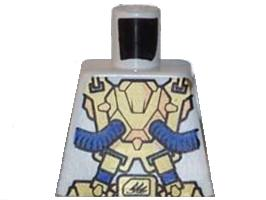 Lego Torso Exo-Force Gold Panels with Black Edges with Dark Royal Blue Hoses Pattern / White