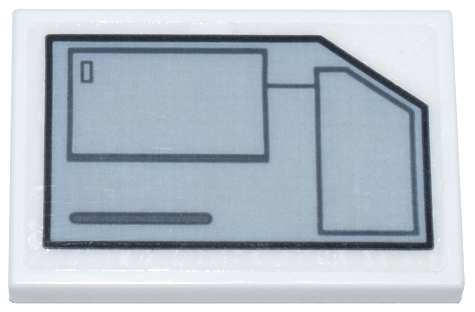 Lego Tile 2 x 3 with Light Bluish Gray and Black Mechanical Panel with Cut Corner and Dark Bluish Gray Rectangle Pattern Model Right Side (Sticker) - Set 75357