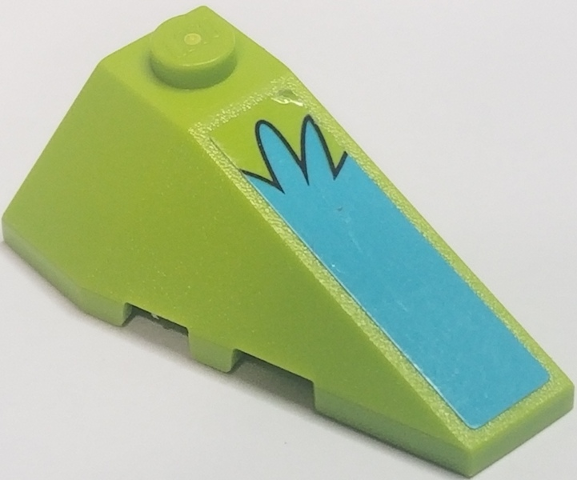 Lego Wedge 4 x 2 Triple Right with Medium Azure Splash Pattern (Sticker) - Set 75902 / Lime