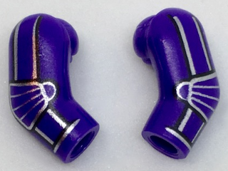 Lego Arm, (Matching Left and Right) Pair with Silver Stripes and Elbow Pads Pattern / Dark Purple