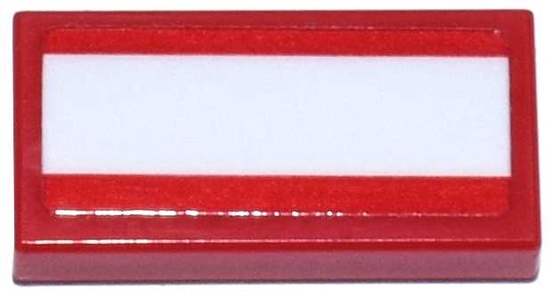 Lego Tile 1 x 2 with White Stripe Pattern (Sticker) - Set 77246 / Red