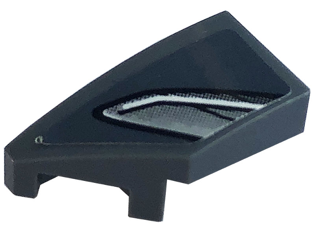 Lego Wedge 2 x 1 x 2/3 Left with Silver Car Headlight Pattern (Sticker) - Set 76903 / Dark Bluish Gray