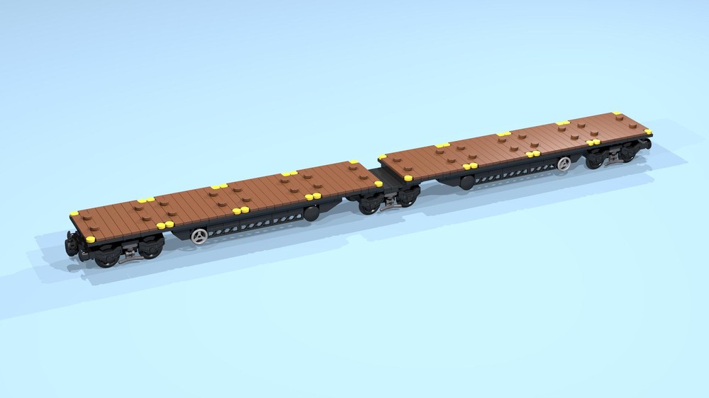 Lego 12-Wheel Container Wagon (brown, 8 studs wide)
