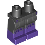 Lego Hips with Black Legs and Dark Purple Boots Pattern with Purple Knees, Gray Lines Print