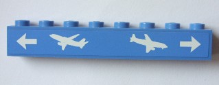 Lego Brick 1 x 8 with Arrows and Airplanes Pattern (Sticker) - Set 3182