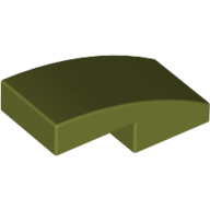 Lego Brick Curved 2 x 1 No Studs [1/2 Bow] / Olive Green