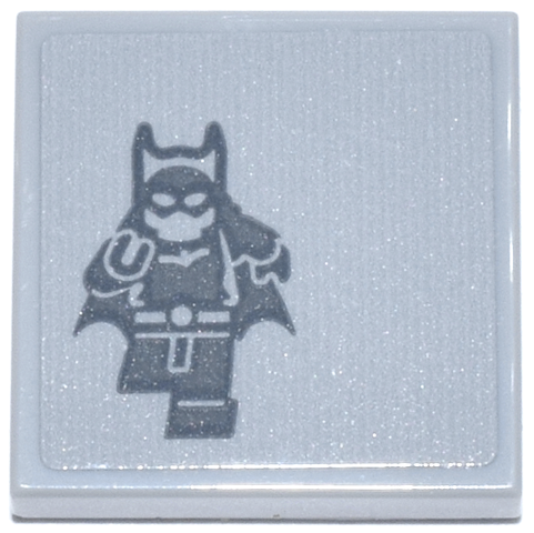 Lego Tile 2 x 2 with Dark Bluish Gray Batgirl Minifigure Running Pattern (Sticker) - Set 76271 / Light Bluish Gray