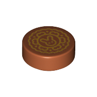 Lego Tile Round 1 x 1 with Gold Moon Pie Print