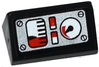 Lego Slope 30 1 x 2 x 2/3 with 4 White and Red Gauges and 4 Screws on Silver Background Pattern (Sticker) - Set 42032