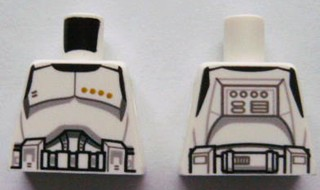 Lego Torso SW Armor Clone Trooper Sergeant Black Belt and Four Olive Green Stars Pattern / White