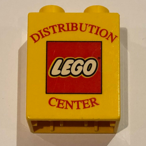 Lego Duplo Brick 1 x 2 x 2 with Distribution Center and Lego Logo Print