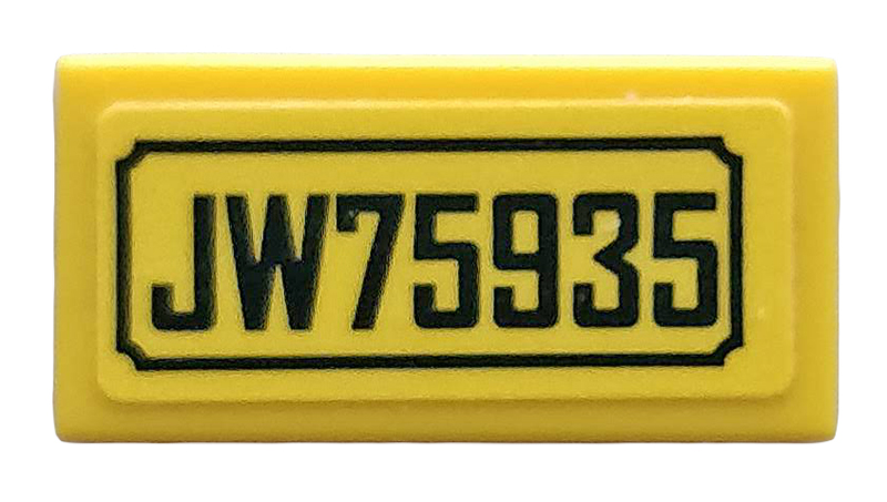 Lego Tile 1 x 2 with 'JW75935' Pattern (Sticker) - Set 75935 / Yellow