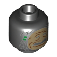 Lego Minifig Head Shrunken Head, Rumpled Face / Black
