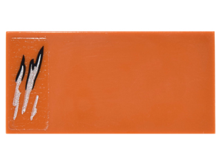 Lego Tile 2 x 4 with Black and Silver Scratches Pattern (Sticker) - Set 76050 / Dark Orange