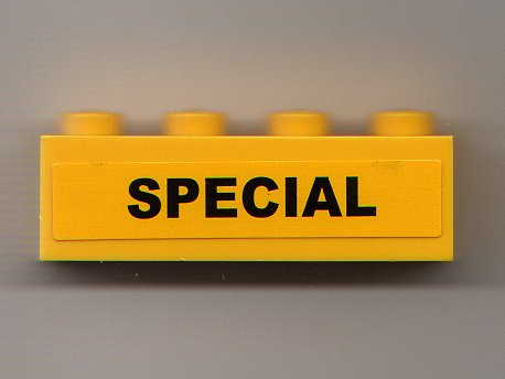 Lego Brick 1 x 4 with Black 'SPECIAL' Pattern (Sticker) - Set 7900