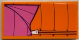Lego Tile 2 x 4 with Dark Pink and Orange Sleeping Bag Pattern (Sticker) - Set 41339