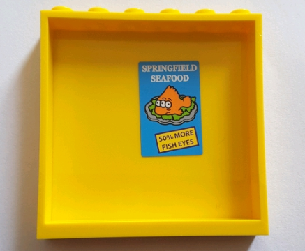 Lego Panel 1 x 6 x 5 with 'SPRINGFIELD SEAFOOD' and '50% MORE FISH EYES' Pattern on Inside (Sticker) - Set 71016