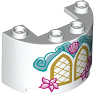 Lego Cylinder Half 2 x 4 x 2 with 1 x 2 Cutout with Windows, Pink Flowers, Sea Shell Print