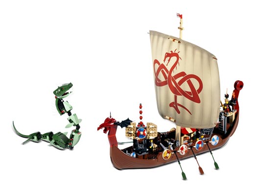 Lego Viking Ship challenges the Midgard Serpent