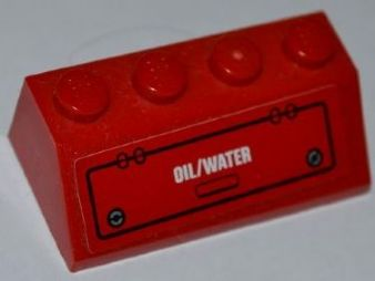 Lego Slope 45 2 x 4 with Hatch and 'OIL/WATER' Pattern (Sticker) - Set 7643