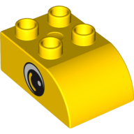Lego Duplo Brick 2 x 3 with Curved Top and Eye Print on Both Sides / Yellow