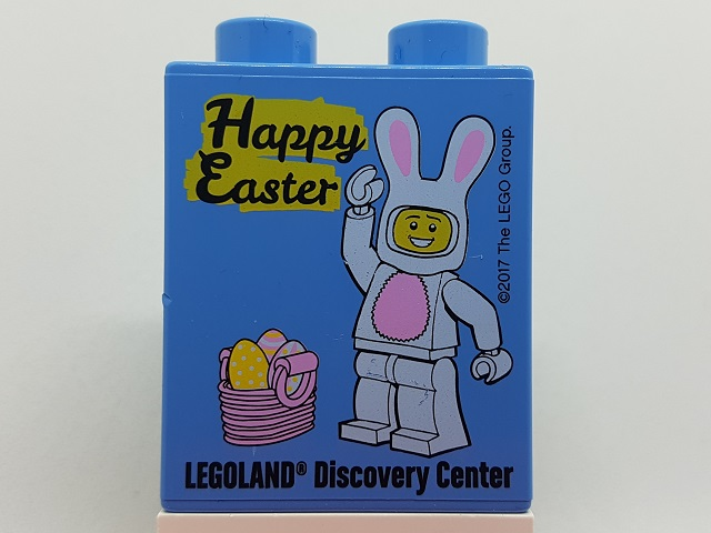 Lego Duplo, Brick 1 x 2 x 2 with Happy Easter LEGOLAND Discovery Center Pattern