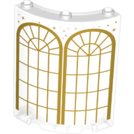 Lego Panel 4 x 4 x 6 Quarter Cylinder with Golden Windows Print