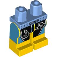 Lego Hips and Yellow Legs with Black and Medium Blue Board Shorts with Flowers Print